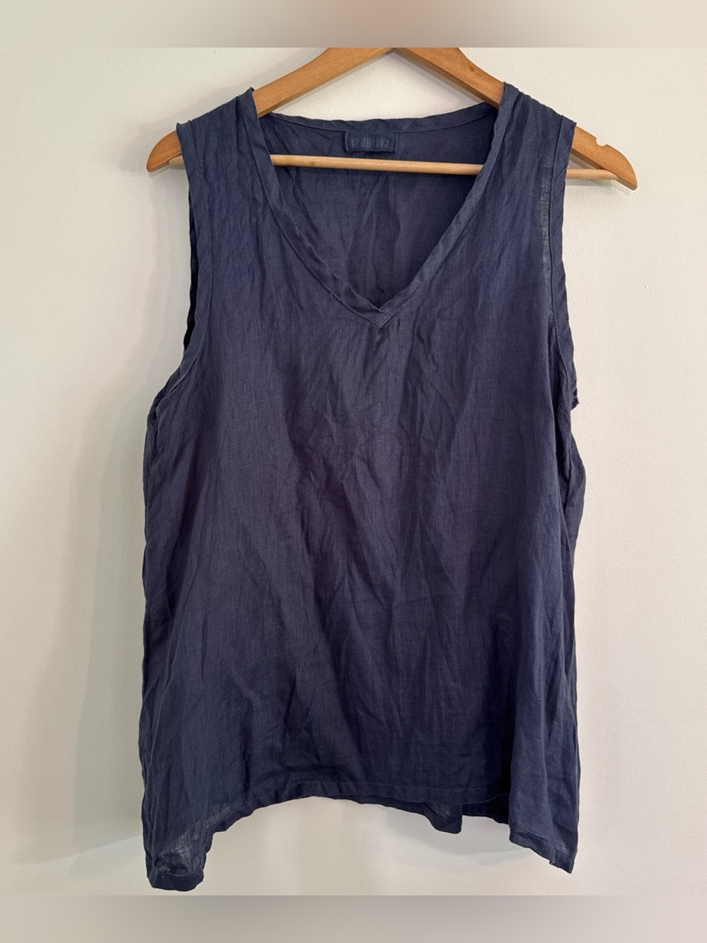 CP SHADES Tank Top Womens Small Navy Linen V Neck Sleeveless Minimalist